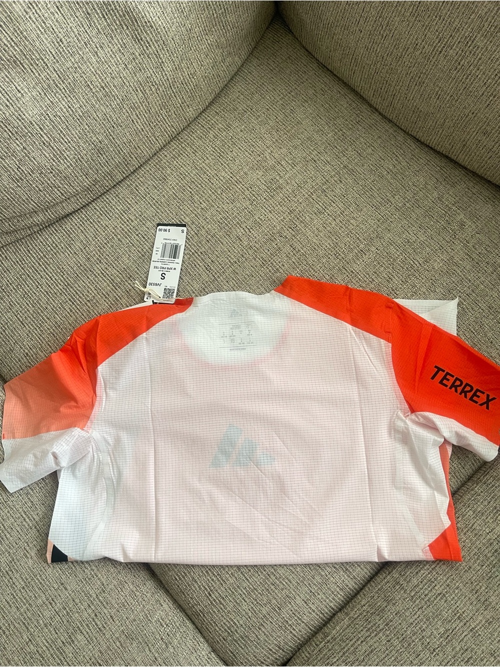 adidas TERREX Short Sleeve Performance Tee in White & Orange